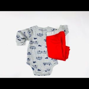 Baby boy 2pc set red and gray.